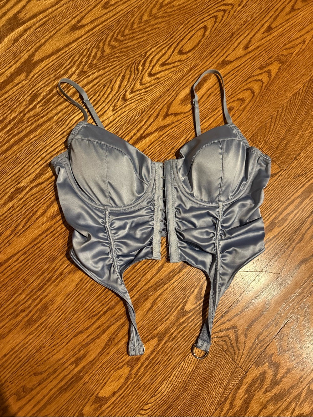 Satin Underwire Longline Bustier - Steel Gray